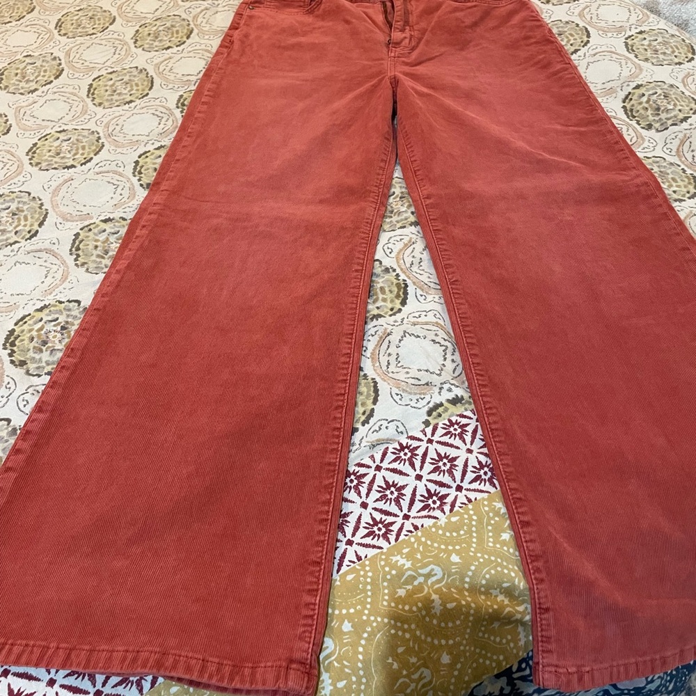 Pilcro Flare Jeans in Coral Corduroy NWT